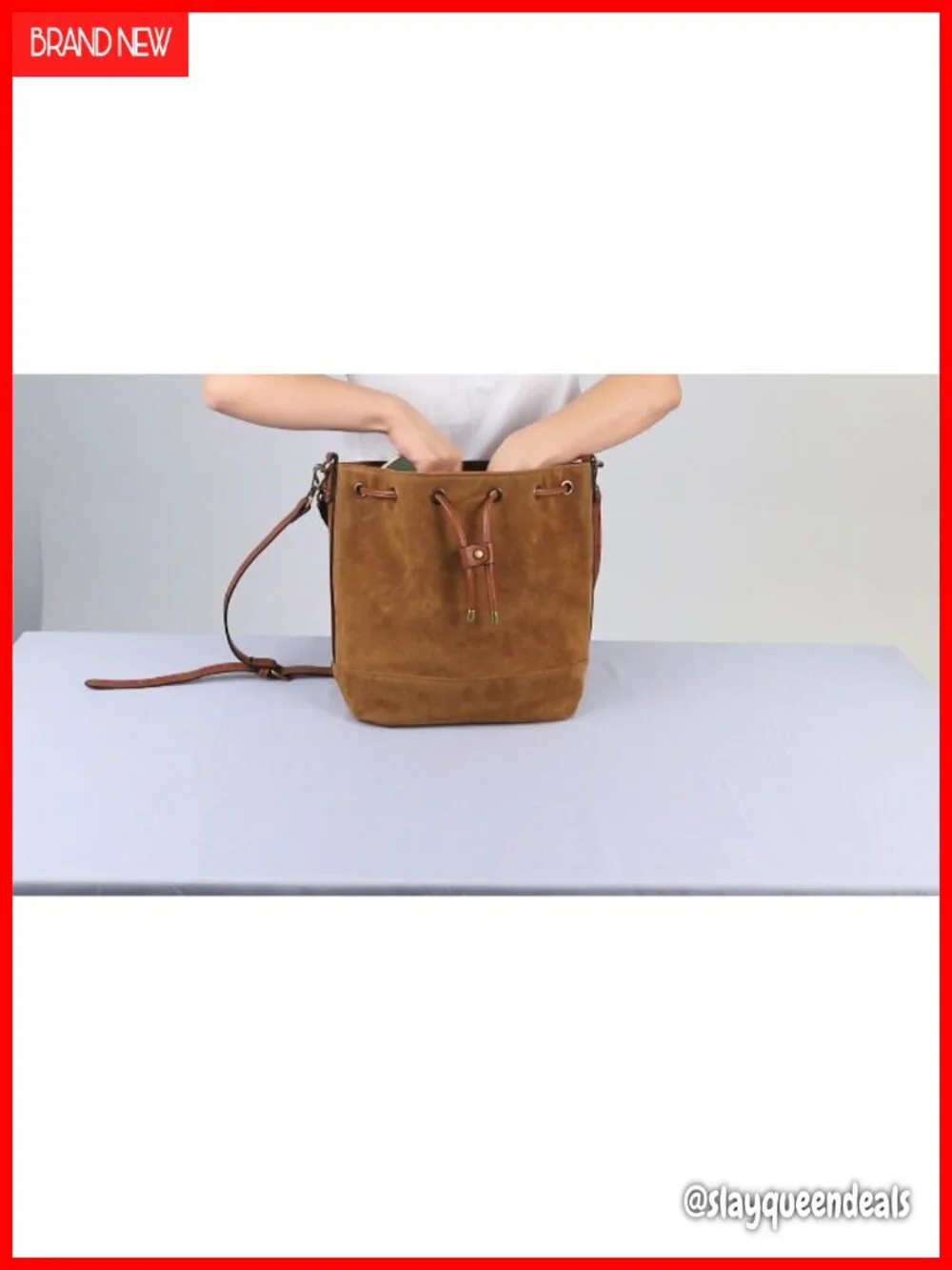 Vegan Suede Leather Bucket Bag Crossbody Shoulder Purse for Women